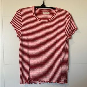 Madewell Red & White Striped Short Sleeve Tee